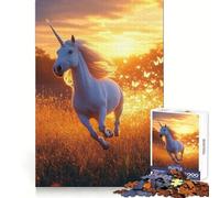 Rompecabezas de 1000 Piezas Unicornio galopando en un Campo Dorado para Adolescentes Fortalece el Cerebro Escape Tranquilo Encaja Perfectamente Feliz Navidad (50x75cm)