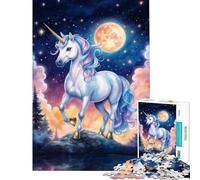 Rompecabezas de 1000 Piezas Unicornio mágico bajo la luz de la Luna Juguete Educativo y desafiante Un Regalo estupendo Divertido y con Mucho Humor para los Amantes de los Juegos (tamaño 38x52cm)