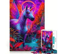 Rompecabezas de 1000 Piezas Unicornio psicodélico en un Bosque Vibrante para Adolescentes Juguete de lógica Clara, Ligero y Relajante Corte Perfecto Regalo conmovedor (38x26cm)