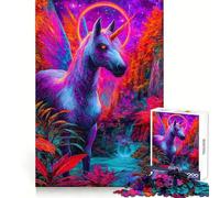 Rompecabezas de 1000 Piezas Unicornio psicodélico en un Bosque Vibrante para Adolescentes Juguete de lógica Clara, Ligero y Relajante Corte Perfecto Regalo conmovedor (38x26cm)