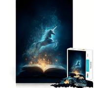 Rompecabezas de 1000 Piezas Unicornio Que Emerge de un Libro Juego para ejercitar la Mente,artesanía experta en Corte,pasatiempo Fascinante para Momentos de Ocio (38x26cm)