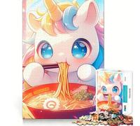 Rompecabezas de 1000 Piezas Unicornio Ramen Cuento de Hadas Juguete de desafío Mental Troquelado de Alta precisión Divertido desafío para el Tiempo de Espera (38x26cm)
