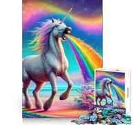 Rompecabezas de 1000 Piezas Unicornio vomitando arcoíris - Destreza Mental - Interacción Suave - Ajuste Perfecto - Regalo Ideal (50x75cm)