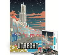 Rompecabezas de 1000 Piezas Utrecht Holanda Países Bajos Escena Nocturna Horizonte Corte preciso Divertido desafío Mental Juguete Juego para el Tiempo de Descanso Juego de cumpleaños Arte Juego