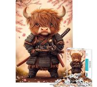 Rompecabezas de 1000 Piezas Vaca Escocesa samurái para cumpleaños Navidad Pero también un Divertido y humorístico Juego Familiar para Mayores de 14 años (50x75cm)