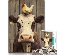 Rompecabezas de 1000 Piezas Vaca y Pollo para Adultos y Adolescentes Cada Pieza es única Juego Familiar desafiante y Divertido 75x50cm