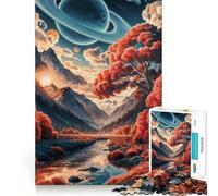 Rompecabezas de 1000 Piezas Valle Celestial de Otoño Arte en Forma Entrenamiento Mental Diversión Tiempo de Descanso Juego Tranquilo (50x75cm)