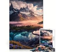Rompecabezas de 1000 Piezas Valle de montaña con Lago para Adultos y Adolescentes Un Rompecabezas Mental Que Ayuda a aliviar el estrés Un Regalo Original y Divertido (50x75cm)