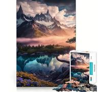 Rompecabezas de 1000 Piezas Valle de montaña con Lago para Adultos y Adolescentes Un Rompecabezas Mental Que Ayuda a aliviar el estrés Un Regalo Original y Divertido (50x75cm)