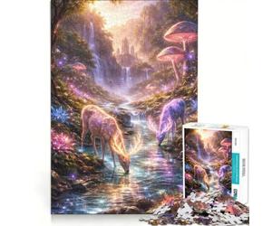 Rompecabezas de 1000 Piezas Valle Oculto de los Ciervos Brillantes Juegos relajantes interacción Entre Padres e Hijos Regalos para Amigos y Familiares 38x26cm