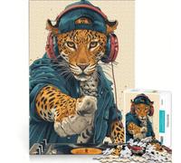 Rompecabezas de 1000 Piezas ¡Vamos de Fiesta con DJ Leopardo! Decoración de Pared de Juguete desafío difícil cumpleaños y Navidad 38x52cm