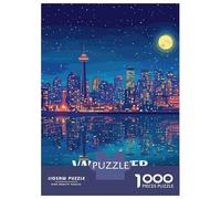 Rompecabezas De 1000 Piezas Vancouver Canada Night Skyline Illustration Rompecabezas para Adultos Juego De Ingenio Corte De Precisión Cumpleaños Y Navidad 52x38cm/1000pcs
