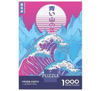 Rompecabezas De 1000 Piezas Vaporwave Fuji Great Wave Rompecabezas para Adultos Juguetes Antiestrés Regalos para Mujeres Regalos De Cumpleaños Únicos 52x38cm/1000pcs