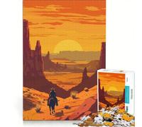 Rompecabezas de 1000 Piezas Vaquero del Viejo Oeste al Atardecer Juego Relajante Ideal para Reducir el estrés Regalo para Amigos y Familiares 50x75cm