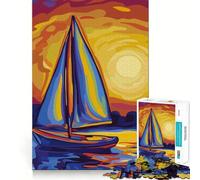 Rompecabezas de 1000 Piezas Velero Antes del anochecer para Adolescentes Juguete de lógica Resistente Momento de Tranquilidad Bordes Transparentes Regalo Creativo (50x75cm)