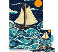 Rompecabezas de 1000 Piezas Velero en Las Olas para Adultos y Adolescentes Recuerda armarlo Lentamente y Disfruta de un Corte preciso Arte Coleccionable (38x26cm)