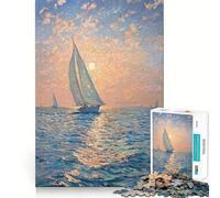 Rompecabezas de 1000 Piezas Veleros al Atardecer para Adolescentes Juguete Interactivo para Crear y Jugar Diseño Coleccionable con Corte preciso (38x26cm)