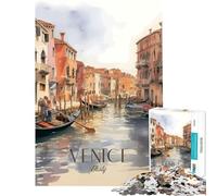 Rompecabezas de 1000 Piezas Venecia Italia Pintura Acuarela Juego de ingenio Desafío de Inteligencia Juguete adictivo Regalo para cumpleaños Desafío difícil (Tamaño 50x75cm)
