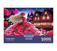Rompecabezas de 1000 Piezas Vestido Belleza Imposible, Difícil y Desafiante - Mujer con Pétalos de Rosa en el Pueblo - Papel Reciclado para Decoración de Paredes del Hogar - 52 x 38 cm (1000 Piezas)