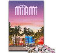 Rompecabezas de 1000 Piezas Viaja a Miami para Adultos, Regalo, Juego desafiante y Familiar, interacción Entre Padres e Hijos, 1000 Piezas (50x75cm)
