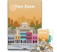 Rompecabezas de 1000 Piezas Viaja a San Juan para Adultos, Juguetes educativos, Juegos Familiares con póster a Juego y Hoja de Trivia de 50x75cm