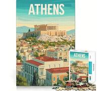Rompecabezas de 1000 Piezas Viaje a Atenas, Grecia Diseño de Bordes Finos Juego para ejercitar la Mente y Relajarse Arte (50x75cm)