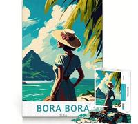 Rompecabezas de 1000 Piezas Viaje a Bora Bora Juego de Bordes Juego cognitivo Juego Lento Divertido Exhibición de Arte navideño (50x75cm)