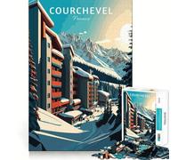 Rompecabezas de 1000 Piezas Viaje a Courchevel Decoración de Bordes limpios Juego cognitivo Juguete Fácil de Hacer Divertido Ocio (38x26cm)