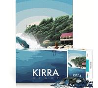 Rompecabezas de 1000 Piezas Viaje a Kirra Juego de Bordes Juego cognitivo Juego Lento Divertido Exhibición de Arte navideño (38x52cm)