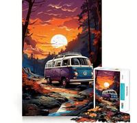Rompecabezas de 1000 Piezas Viaje a la montaña en autobús VW Retro para Adolescentes Juguete de lógica Resistente Tiempo Tranquilo Borde Transparente Regalo Creativo (38x52cm)