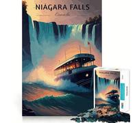 Rompecabezas de 1000 Piezas Viaje a Las Cataratas del Niágara Juego de Bordes Juego cognitivo Juego Lento Divertido Exhibición de Arte navideño (38x26cm)