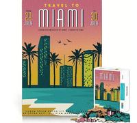 Rompecabezas de 1000 Piezas Viaje a Miami Corte preciso Divertido Desafío Mental Juguete Juego para el Tiempo de Descanso Juego de cumpleaños Arte Juego (38x52cm)