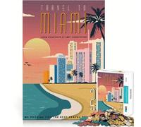 Rompecabezas de 1000 Piezas Viaje a Miami Decoración de Bordes limpios Juego cognitivo Juguete Fácil Tiempo Divertido Ocio (38x52cm)