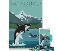 Rompecabezas de 1000 Piezas Viaje a Vancouver Corte preciso Divertido Desafío Mental Juguete Juego para el Tiempo de Descanso Juego de cumpleaños Arte Juego (38x26cm)