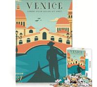 Rompecabezas de 1000 Piezas Viaje a Venecia Juguete Educativo Ideal para Reducir el estrés y Fortalecer el Amor en Pareja 38x26cm