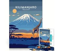 Rompecabezas de 1000 Piezas Viaje al Kilimanjaro Decoración de Bordes limpios Solución de Problemas Diversión Fácil Tiempo Divertido Decoración de Navidad Regalo (38x26cm)