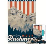 Rompecabezas de 1000 Piezas Viaje al Monte Rushmore Arte de Ajuste Estimulación Cerebral Juego Tiempo de Descanso Juego Arte de Pared navideño (38x26cm)