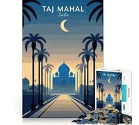 Rompecabezas de 1000 Piezas Viaje al Taj Mahal Corte Impecable Juego de lógica Divertido Juguete Juego de Juego Libre Actividad de cumpleaños (38x26cm)