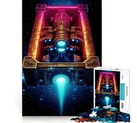 Rompecabezas de 1000 Piezas Viaje en Nave Espacial neón para Adultos y Adolescentes Juego Mental Divertido Corte preciso Regalo increíble (50x75cm)