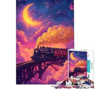 Rompecabezas de 1000 Piezas Viaje en Tren a través de cielos de ensueño Divertidas Actividades en casa Carrera de Velocidad Manual Juegos educativos para Mayores de 14 años Juego de Rompecabezas
