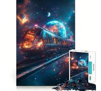 Rompecabezas de 1000 Piezas Viaje en Tren Espacial para Adolescentes Juguete de lógica Resistente Diversión y Ocio Bordes Transparentes Artículo Coleccionable 38x26cm