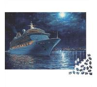Rompecabezas de 1000 Piezas: Viaje Nocturno en Crucero. Un Barco navegando de Noche. Juego Educativo para Adultos. Hermosa decoración. Difícil y desafiante 38 x 26 cm