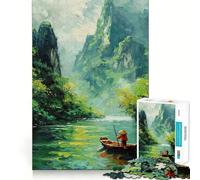 Rompecabezas de 1000 Piezas Viaje por el río de Vietnam Juguete Que desafía la Mente,Troquelado de Alta precisión,Divertido Reto para Pasar el Tiempo (38x26cm)