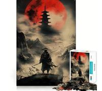 Rompecabezas de 1000 Piezas Vigilancia de la Luna de Sangre Samurai para Adultos Fortalece la Memoria, Alivia el estrés y es una Sorpresa de cumpleaños (38x52cm)