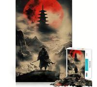 Rompecabezas de 1000 Piezas Vigilancia de la Luna de Sangre Samurai para Adultos Mejora la Memoria Divertido y Relajante Bordes Afilados Regalo Ideal para Las Fiestas (38x26cm)