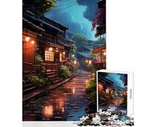 Rompecabezas de 1000 Piezas Village Rain Street Juguete para decoración de Pared Regalo de cumpleaños para Juego Educativo Entrena tu Cerebro y Tus Manos tamaño 50x75cm