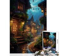 Rompecabezas de 1000 Piezas Village Rain Street Juguetes de decoración del hogar Gran Regalo para Juegos Juego práctico Lista de Deseos con Papá Noel tamaño 50x75cm