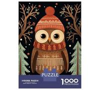 Rompecabezas De 1000 Piezas Vintage Owl Xmas Rompecabezas Juguetes Antiestrés Decoración De Pared Cumpleaños Y Navidad 38x26cm/1000pcs