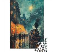 Rompecabezas De 1000 Piezas Vintage Steam Train Arrival Rompecabezas para Adultos Juegos Relajantes Análisis Y Lógica Cumpleaños Y Navidad 70x50cm/1000pcs