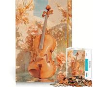 Rompecabezas de 1000 Piezas Violín en Flor para Adultos Divertido Juego de Memoria Componentes Resistentes y de Corte Limpio aliviar el estrés (50x75cm)
